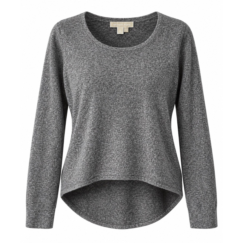 Michael Kors Sweater Women L Gray 50% Cashmere Cotton High Low‎ Quiet Luxury